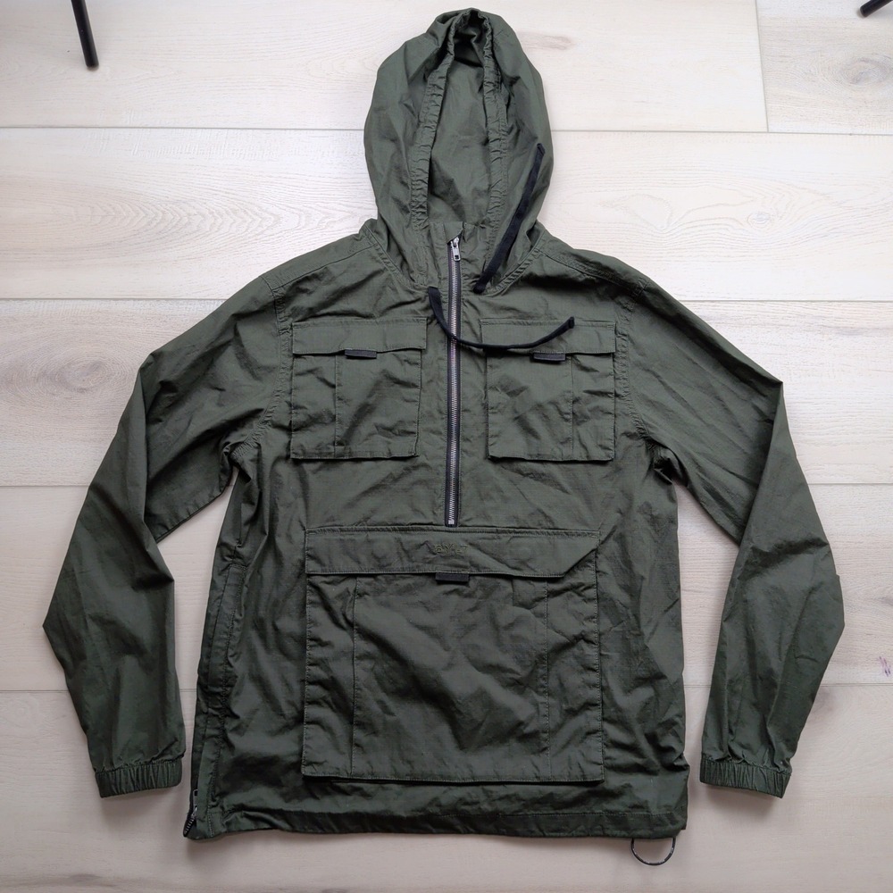 BYLT Premium Basics Mens Division Anorak Dark Olive Green Ripstop Jacket Medium